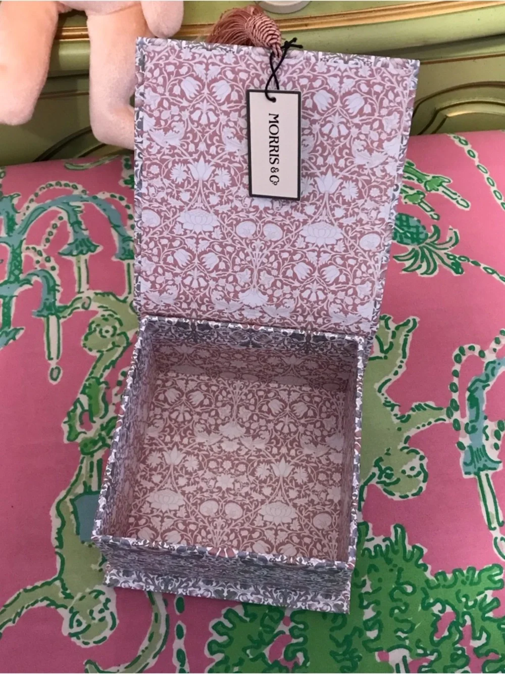 Morris & Co. Pink Floral Decorative Gift Box with Tassel